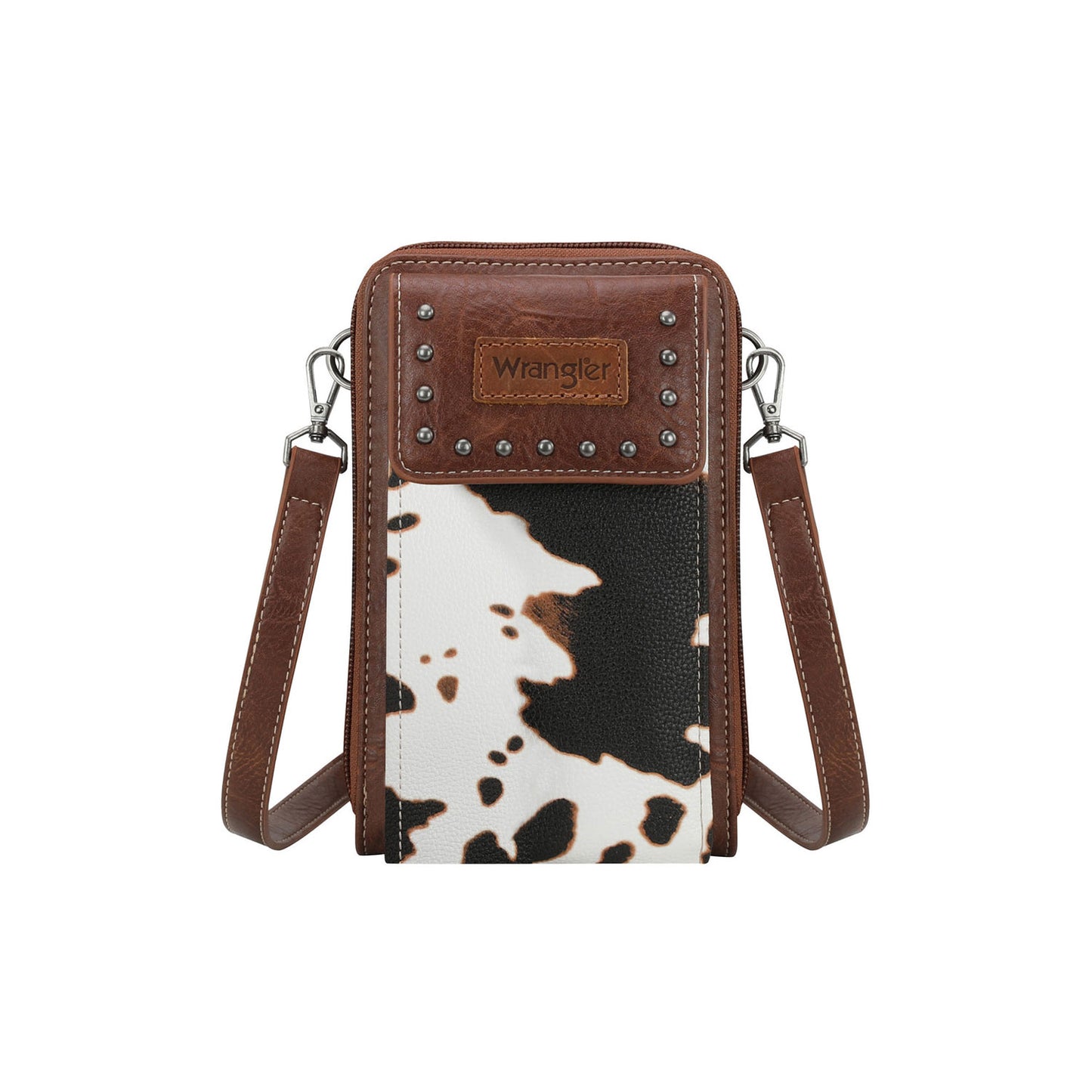 Wrangler Cow Print Phone Wallet Bag - Dark Tan