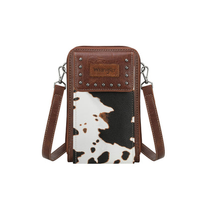 Wrangler Cow Print Phone Wallet Bag - Dark Tan