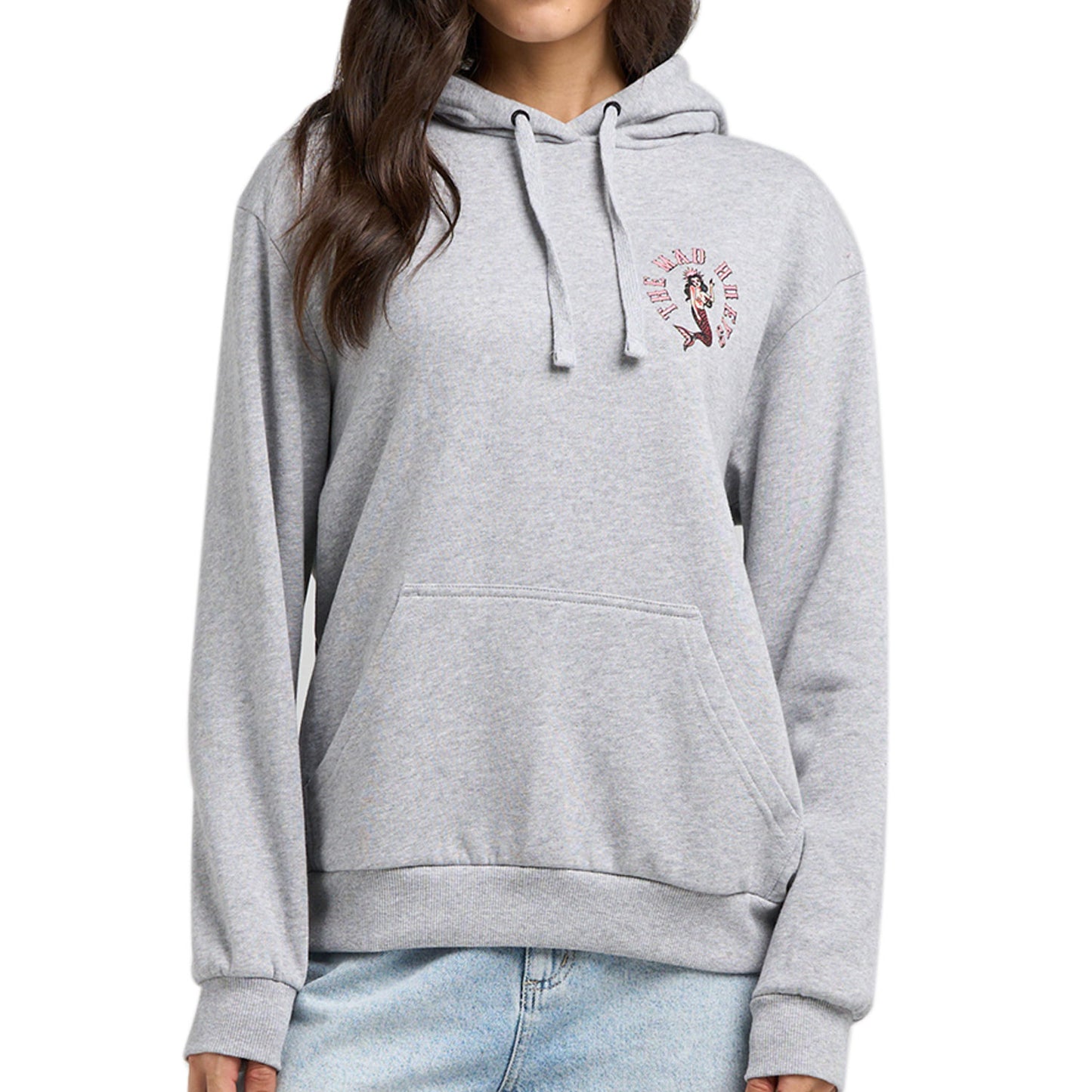The Mad Hueys Mermaid Anchor Women's Hooded Pullover - Grey Marle