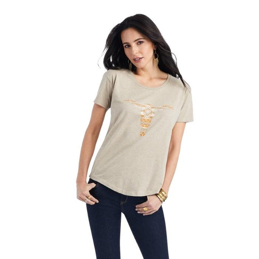 Ariat Women's Blanket Skull Tee - Oatmeal Heather