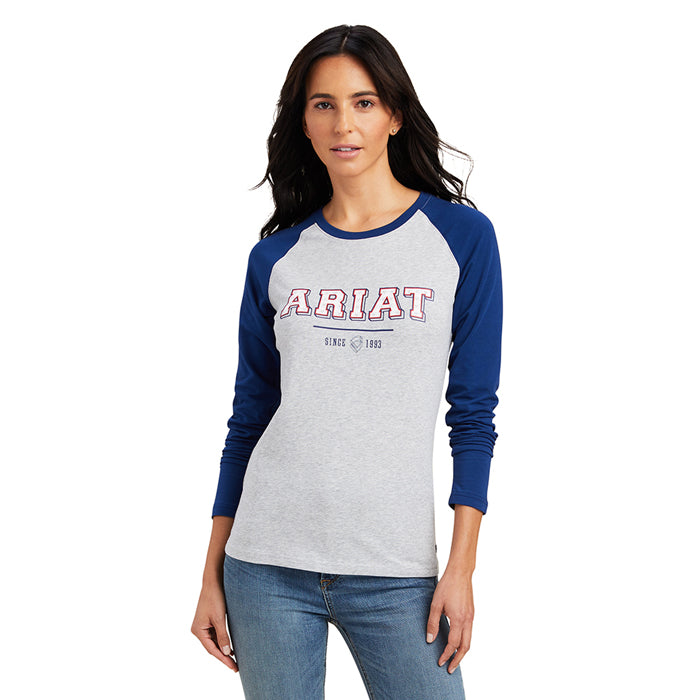 Ariat Women's Varsity Tee - Mulberry/Nostalgia Pink