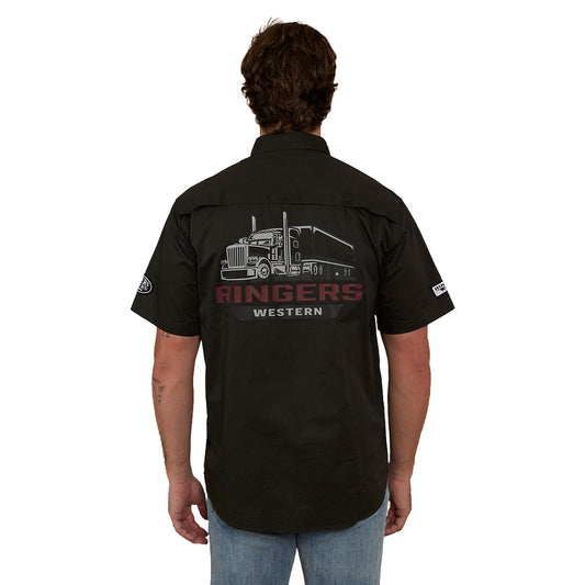 Ringers Western Big Rig Men's Short Sleeve Dress Shirt - Charcoal