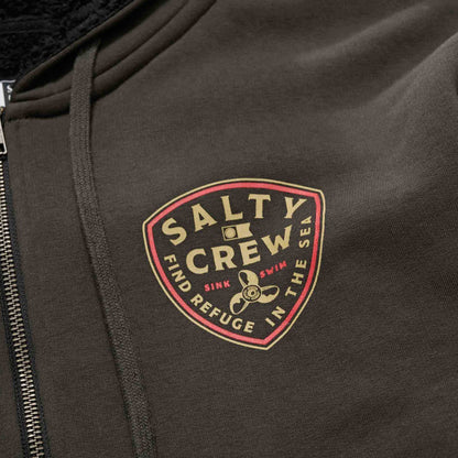 Salty Crew Rotor Fleece Lined Zip Thru Hood - Vintage Black