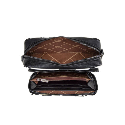 Wrangler Cow Print Small Crossbody Bag - Black
