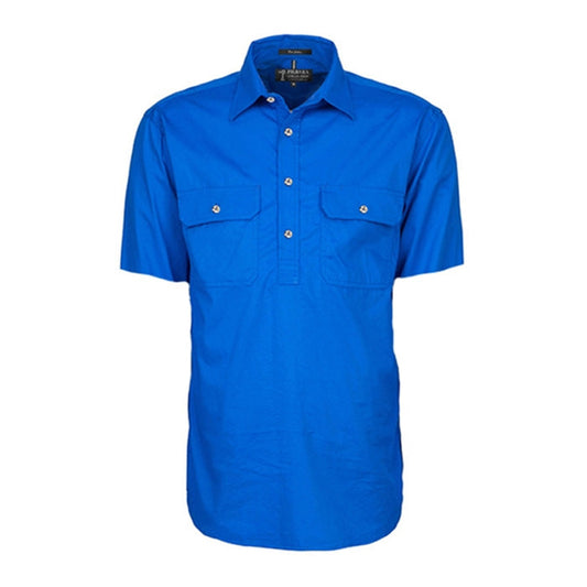 Pilbara Men's Shirt Closed Front S/S Shirts - Cobalt