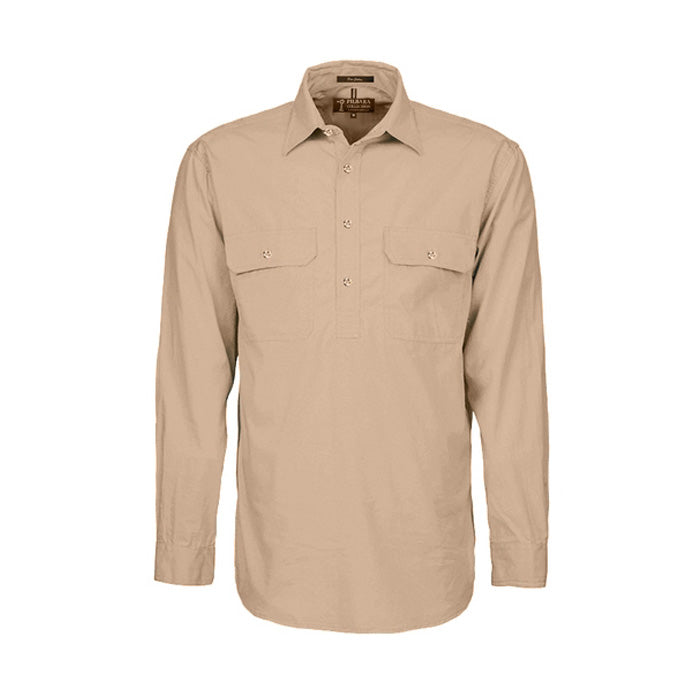 Pilbara Men's Shirt Closed Front L/S Shirts - Light Colours