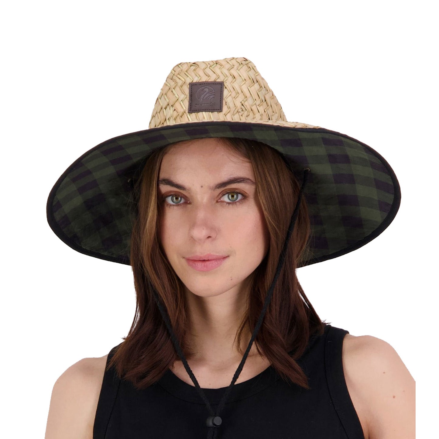 Swanndri Whangamata V2 Straw Hat - Olive/Black Check
