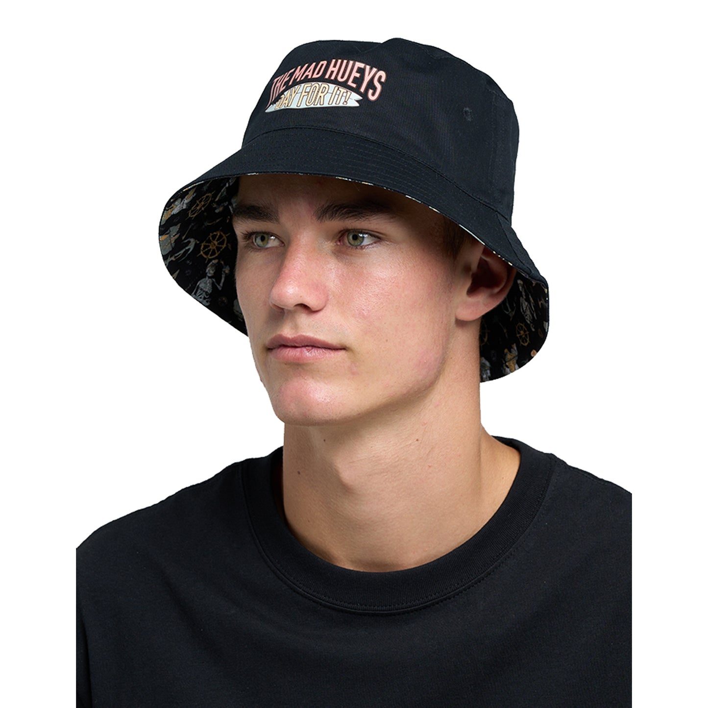 The Mad Hueys Day For It Froggies Reversible Bucket Hat - Vintage Black