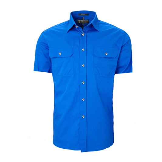 Pilbara Men's Open Front Men's S/S Shirts - Cobalt