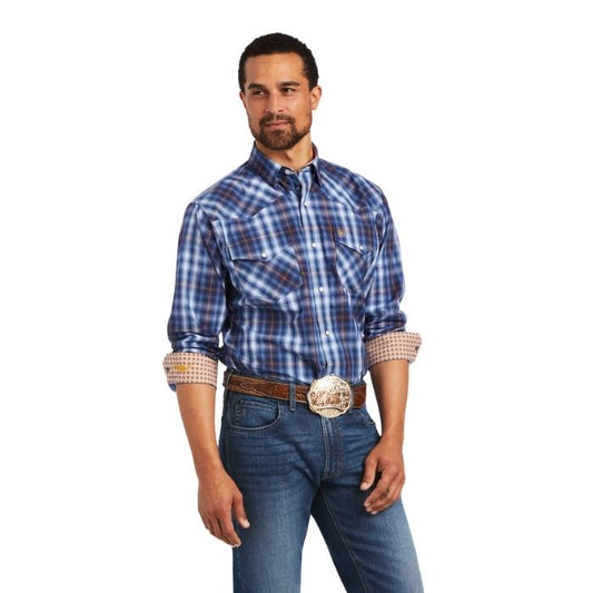 Ariat Men's Relentless Inexorable Stretch Classic Fit Snap Shirt - Blue Frond