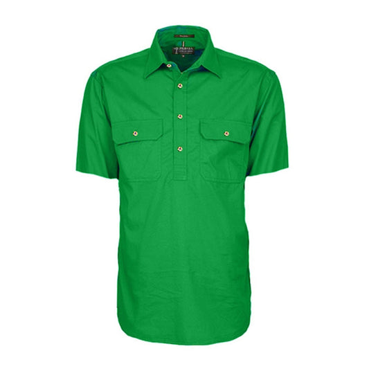 Pilbara Men's Shirt Closed Front S/S Shirts - Emerald