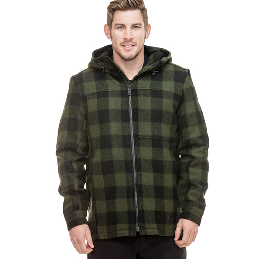 Swanndri Men's Hudson Wool Hoodie - Olive/Black Check