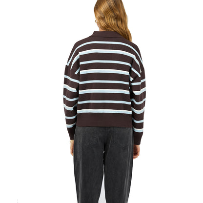 Silent Theory Anita Knit Polo Top - Chocolate