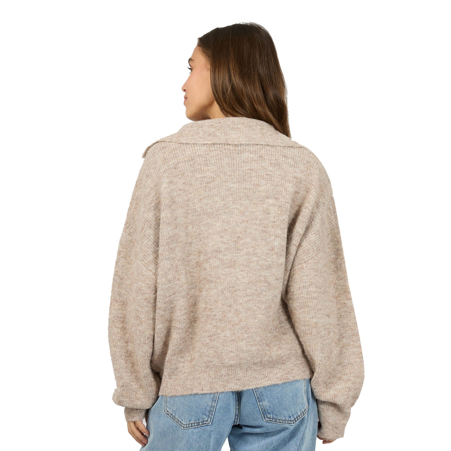 Silent Theory Bonni Knit Quarter Zip Jumper - Brown