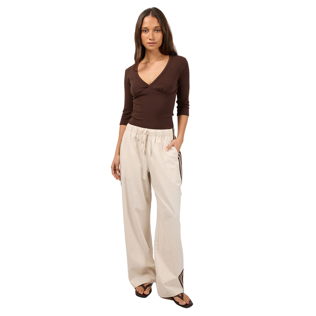 Silent Theory Sloane Trim Pant - Natural