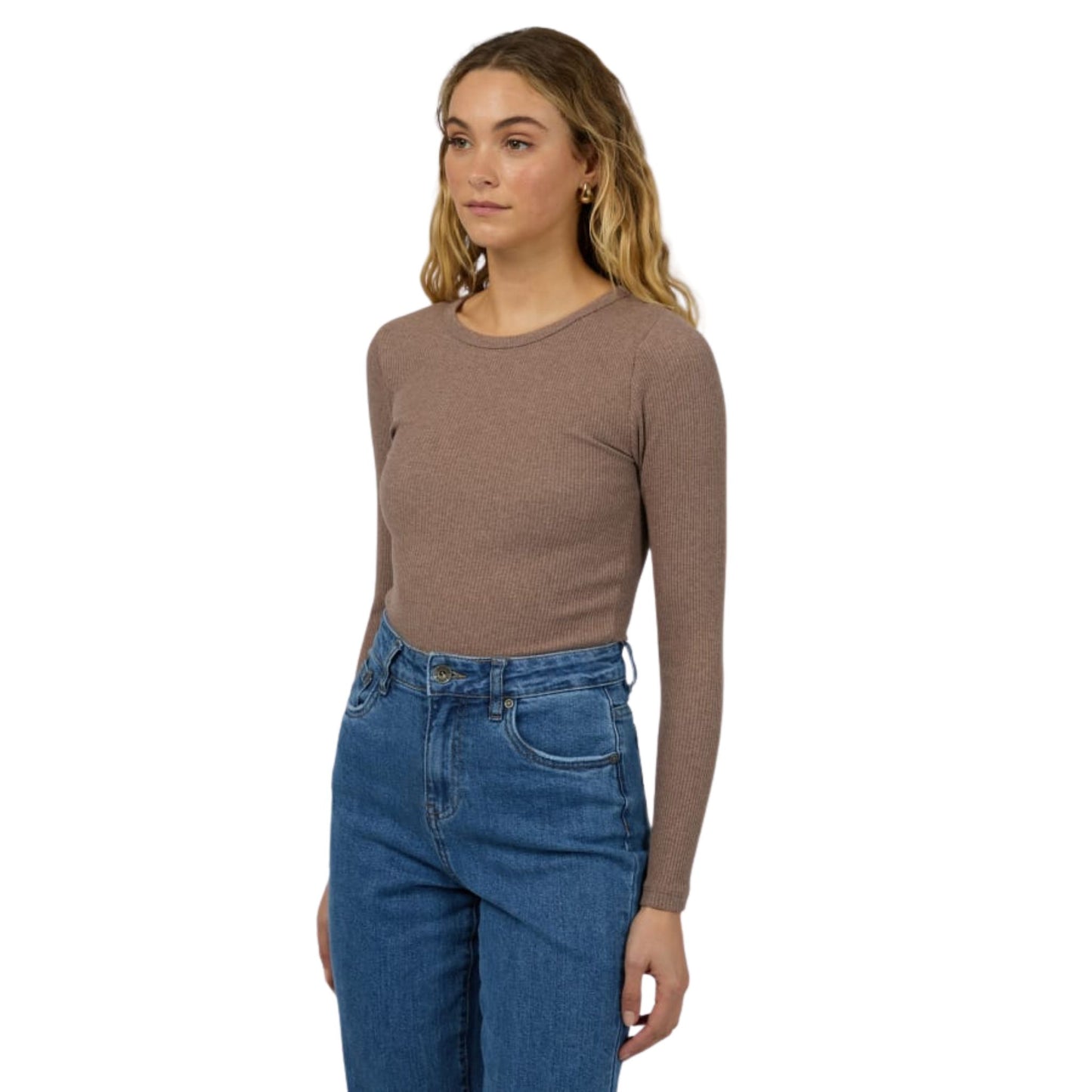 Silent Theory Rib L/S Tee -  Brown