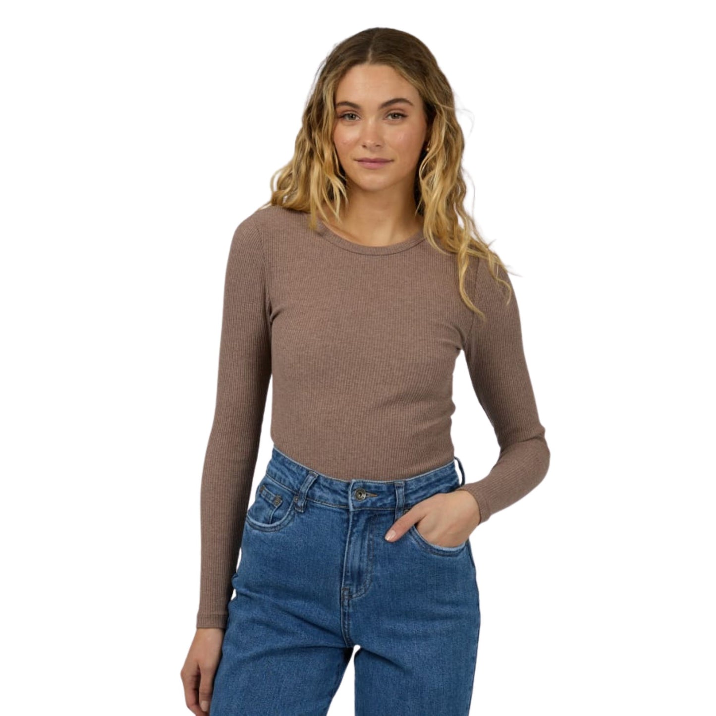 Silent Theory Rib L/S Tee -  Brown