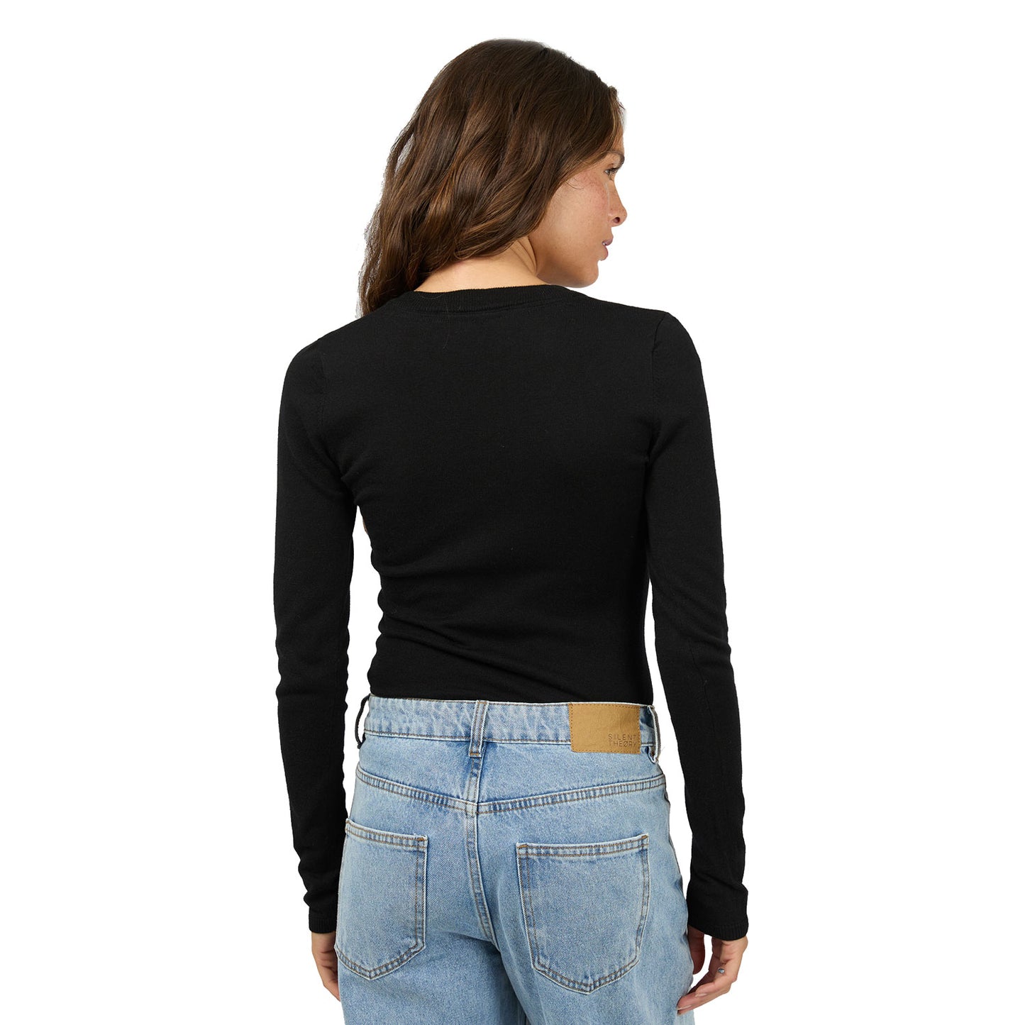 Silent Theory Ashton Knit Vee L/S Top - Black