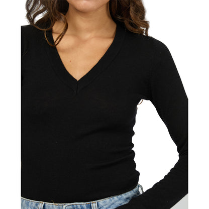 Silent Theory Ashton Knit Vee L/S Top - Black