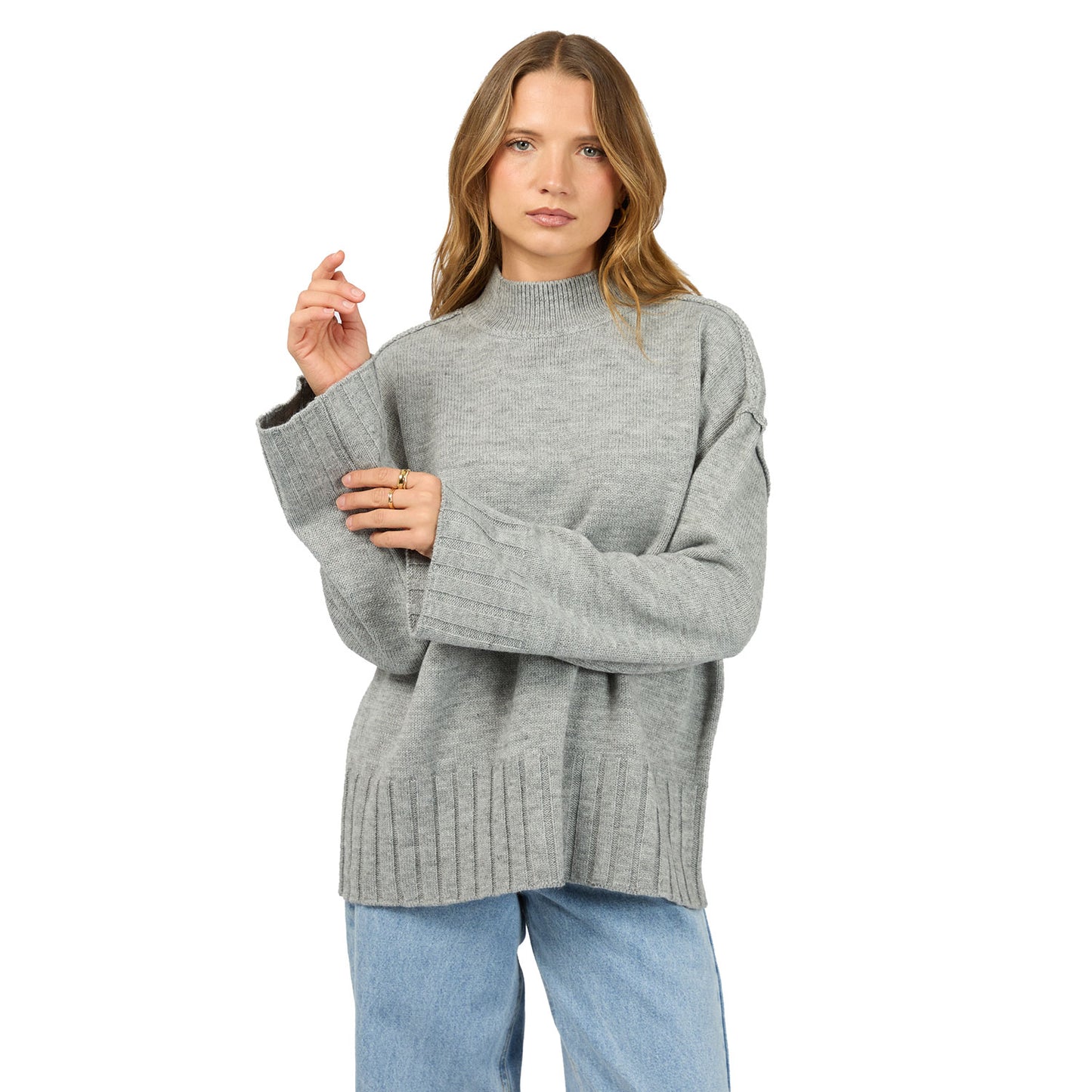 Silent Theory Lotus Knit Jumper - Grey Marle