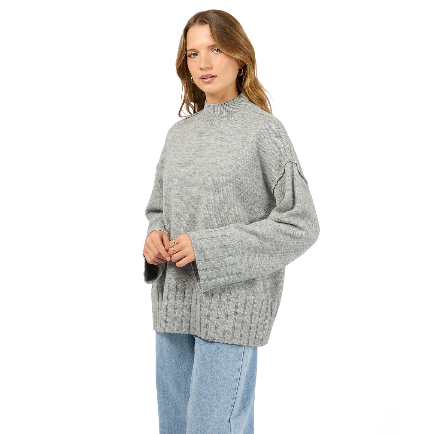 Silent Theory Lotus Knit Jumper - Grey Marle