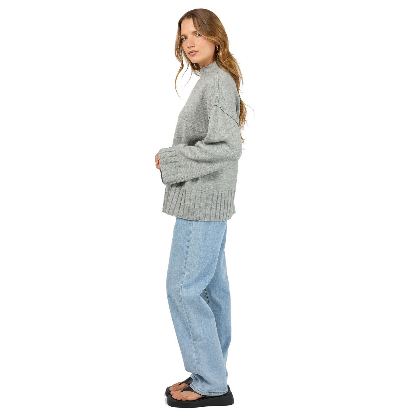 Silent Theory Lotus Knit Jumper - Grey Marle
