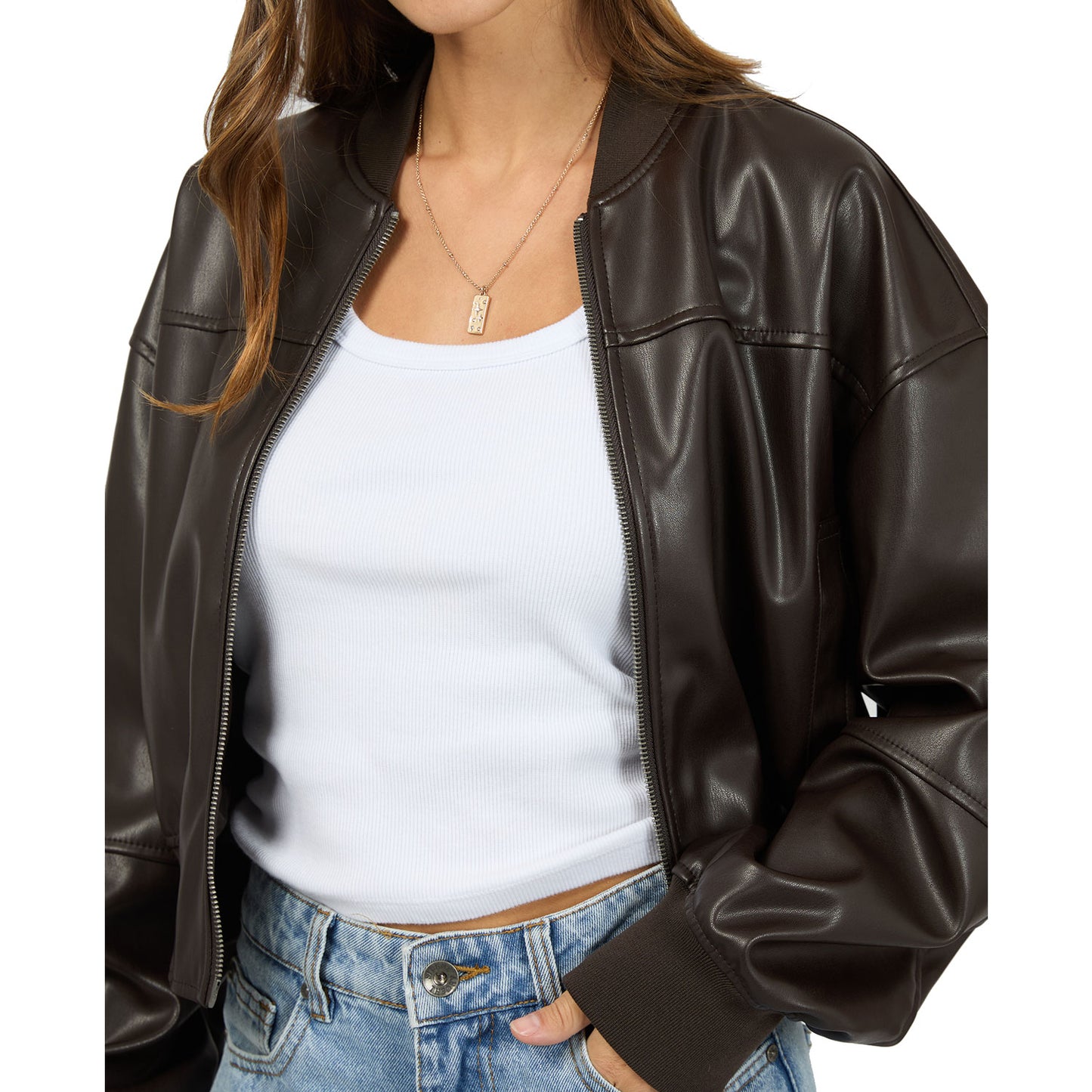 Silent Theory Luxe Bomber Jacket - Chocolate