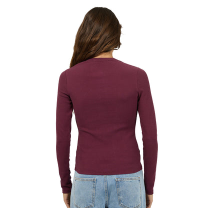 Silent Theory Button Up Long Sleeve Tee - Cherry