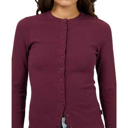 Silent Theory Button Up Long Sleeve Tee - Cherry