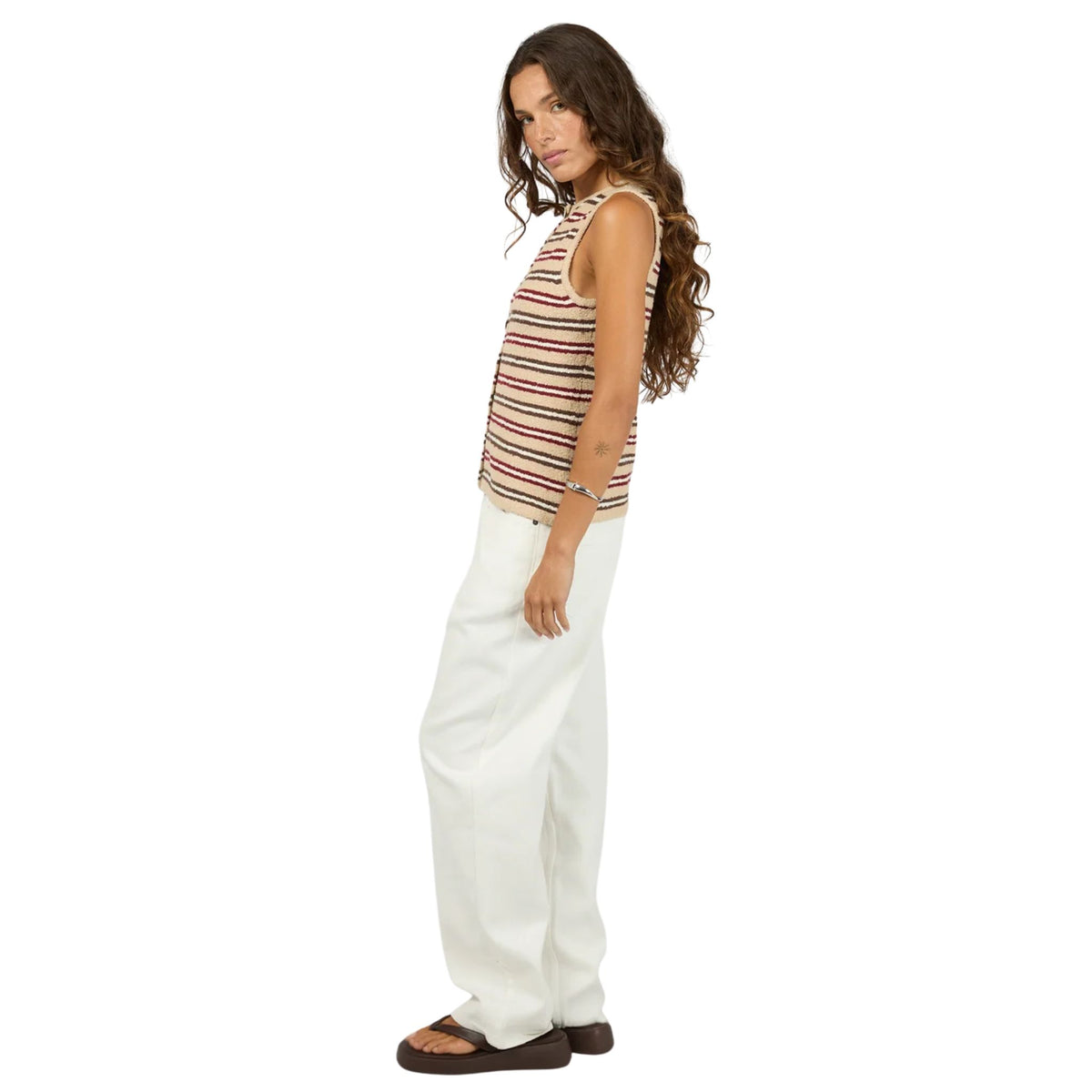 Silent Theory Scout Knit Vest Top - Beige