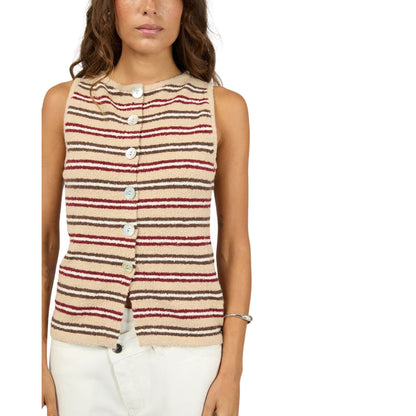 Silent Theory Scout Knit Vest Top - Beige