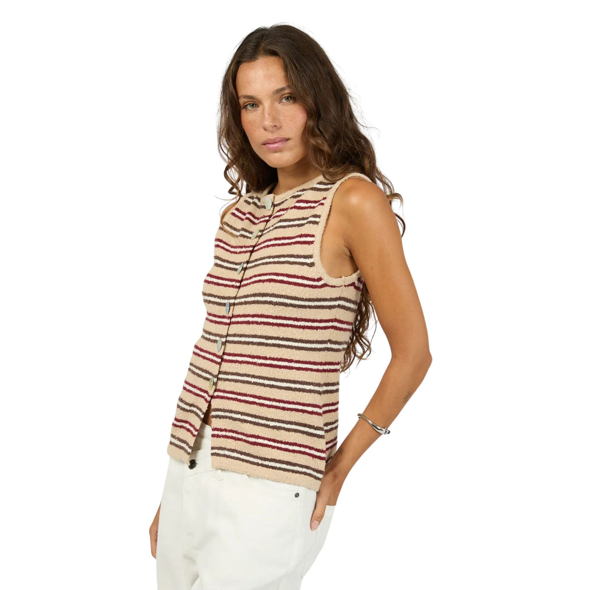 Silent Theory Scout Knit Vest Top - Beige