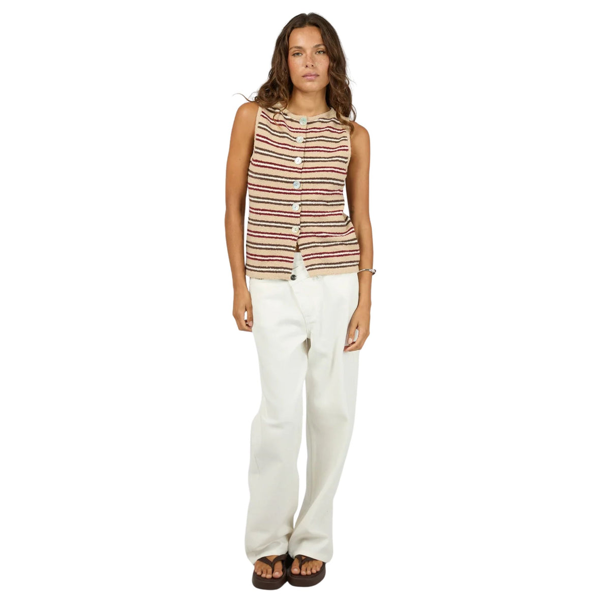 Silent Theory Scout Knit Vest Top - Beige
