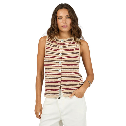 Silent Theory Scout Knit Vest Top - Beige