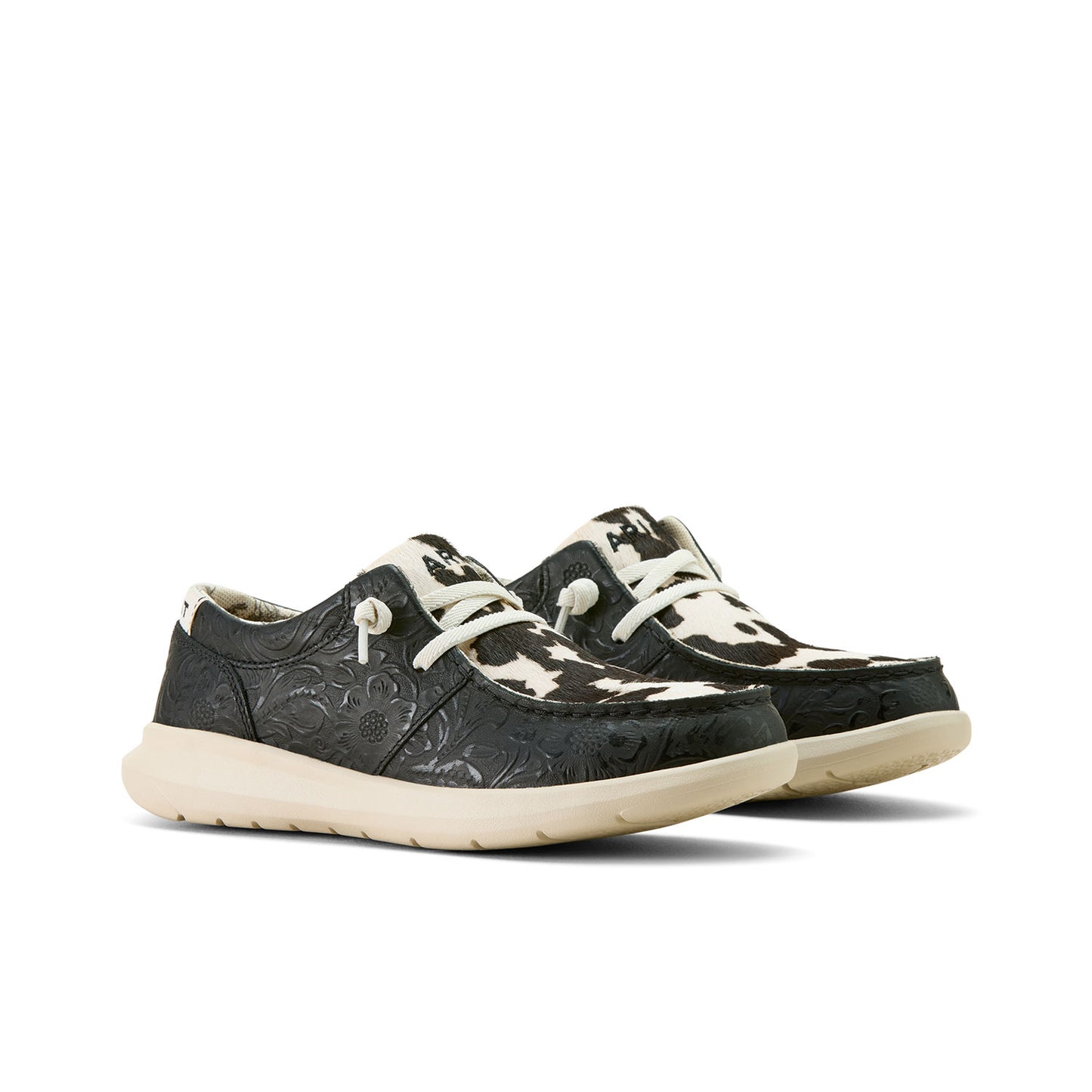 Ariat Women's Hilo Shoe - Black Floral Emboss/Black and White Hair On