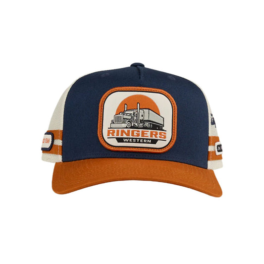 Ringers Western Big Rig Trucker Cap - Navy/Burnt Orange