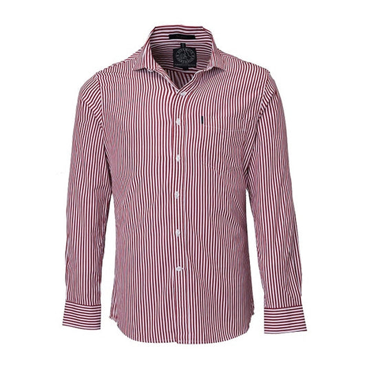 Pilbara Men's Single Pocket L/S Shirt - Red/White