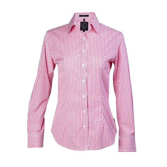 Pilbara Ladies L/S Shirt - Pink/White