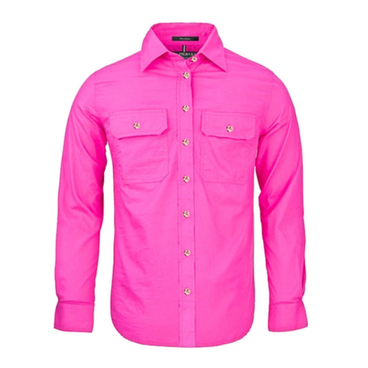 Pilbara Ladies Open Front L/S Shirts - Fuschia