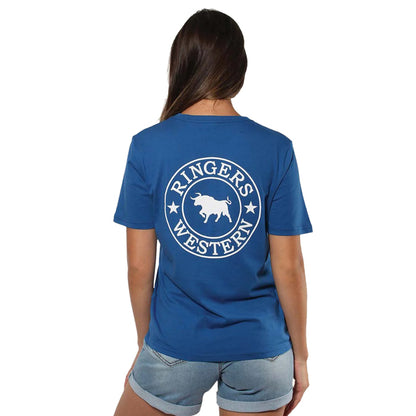 Ringers Western Signature Bull Women's Loose Fit T-Shirt - Oceania/White