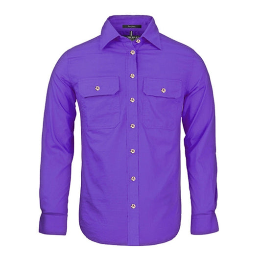 Pilbara Ladies Open Front L/S Shirts - Purple