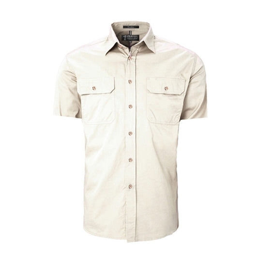 Pilbara Men's Open Front Men's S/S Shirts - Stone