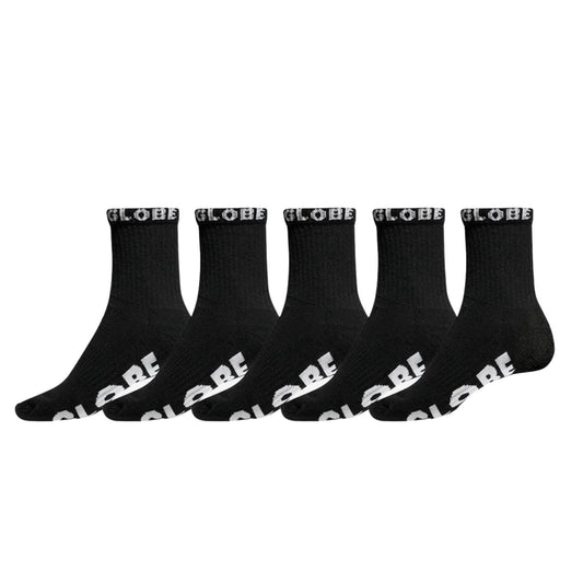 Globe Blackout Quarter Sock 5 Pack - Black/Black