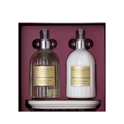 Peppermint Grove Fragrances Hand & Body Wash & Cream 500ml Set - Champagne & Red Raspberries