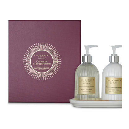 Peppermint Grove Fragrances Hand & Body Wash & Cream 500ml Set - Champagne & Red Raspberries