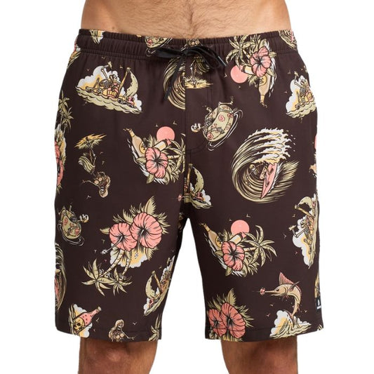 The Mad Hueys Frothin Out 19" Swim Volley Short - Vintage Black