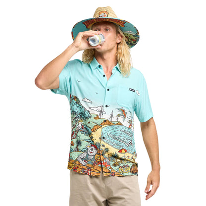 The Mad Hueys OZ Straya S/S Woven Shirt - Aqua