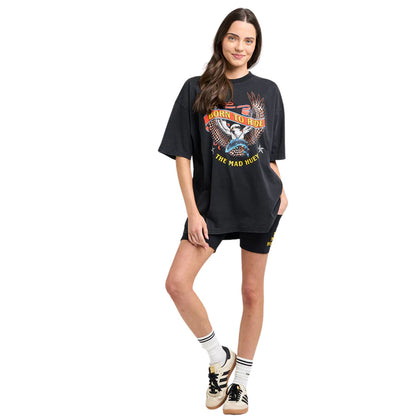 The Mad Hueys Born To Ride Women's Oversized S/S Tee - Washed Black