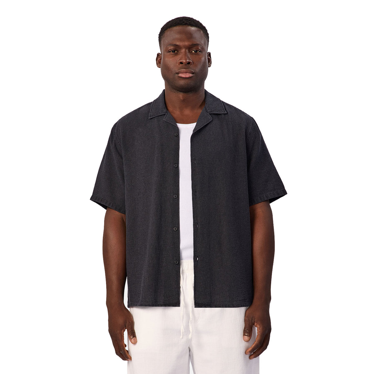 The Washed Marbella Short Sleeve Shirt - Washed Navy