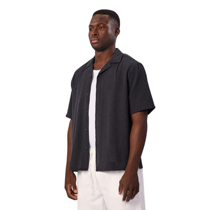 The Washed Marbella Short Sleeve Shirt - Washed Navy